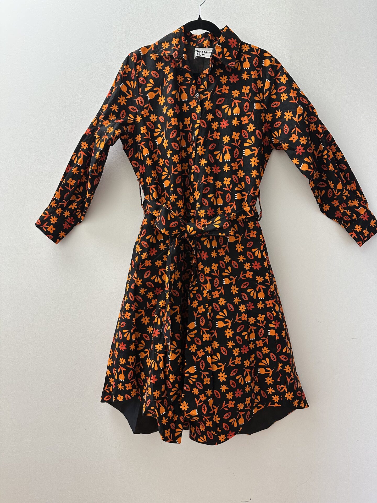 Black and Orange Floral Dress