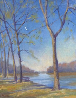 Moon rise over the James River
